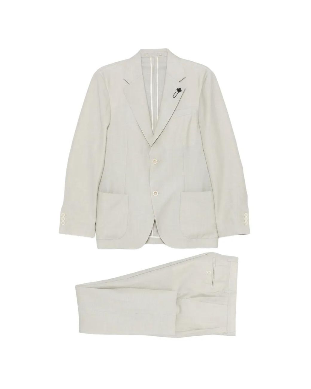Lardini White Notched-Lapel Single-Breasted Suit for men