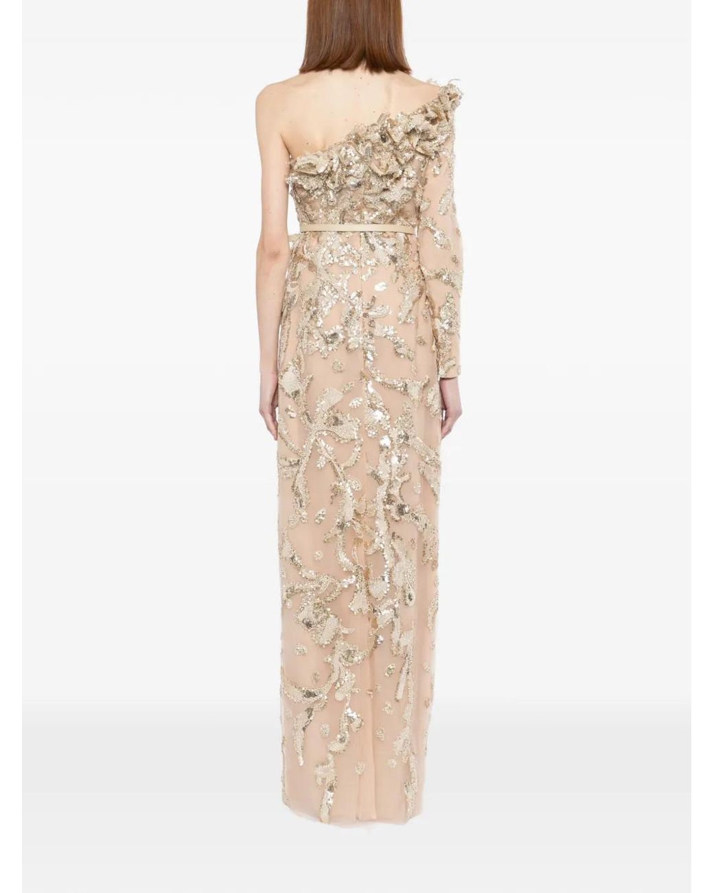 Saiid Kobeisy White One-Shoulder Embroidered Tulle Dress