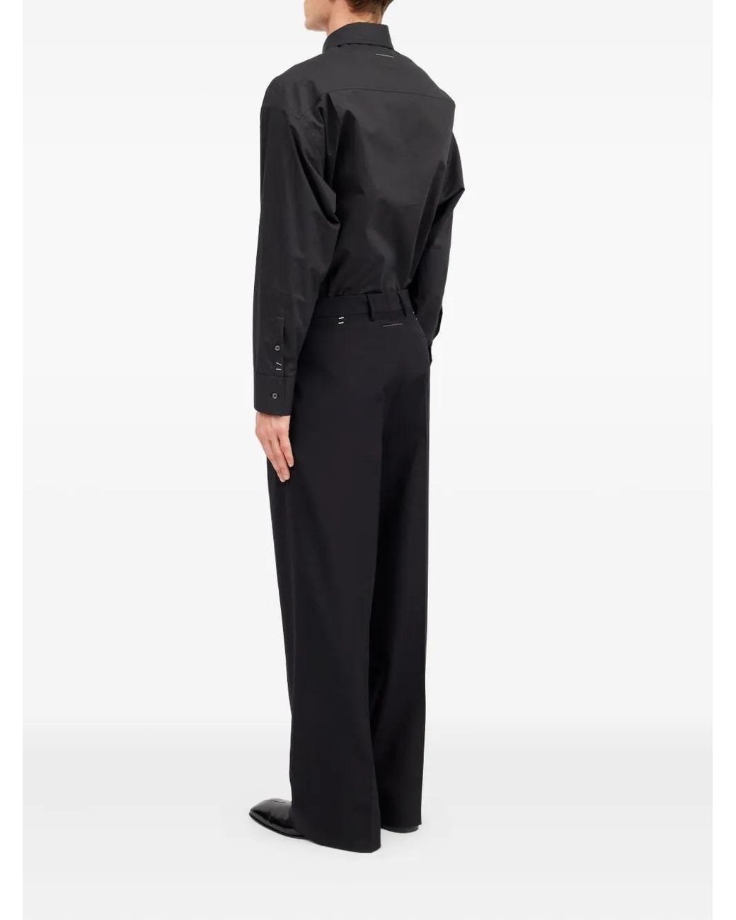 MM6 by Maison Margiela Black Wide-Leg Pleat Trousers for men