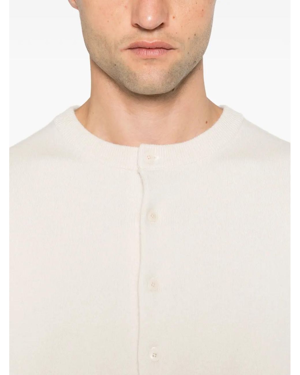 Extreme Cashmere White Luce Button-Fastening Ribbed-Trim Cardigan