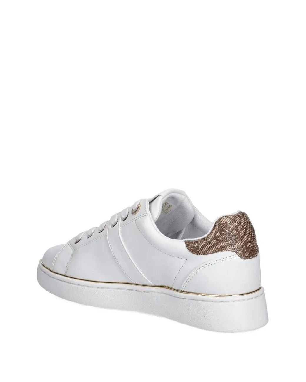 Guess White Welli Leather Sneakers