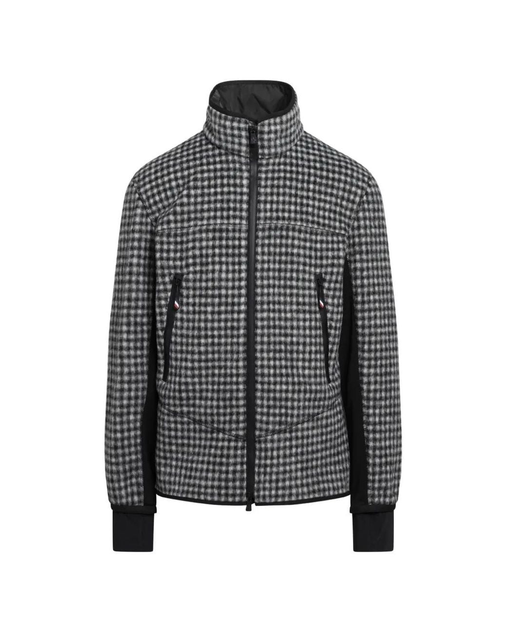 Moncler Gray Houndstooth Zip-Up Sweatshirt for men