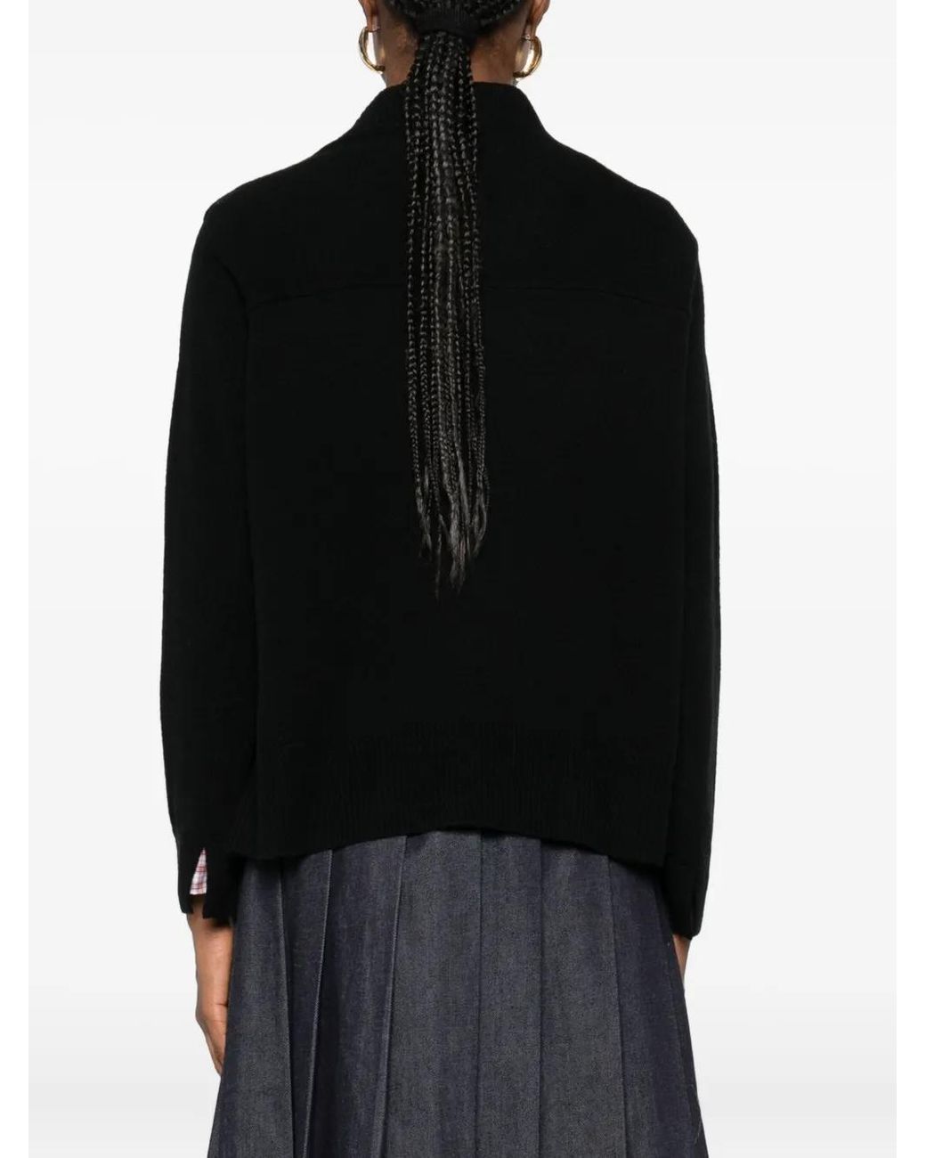 Maison Kitsuné Black V-Neck Wool Sweater