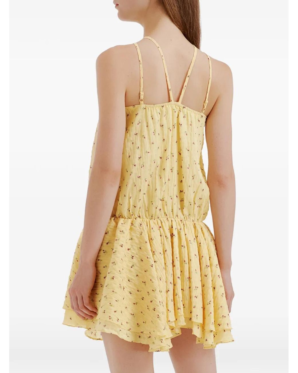 B+ AB Yellow Floral-Print Mini Dress