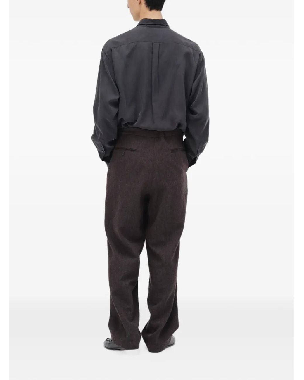 Kaptain Sunshine Gray Easy Pleated Drawstring Trousers for men