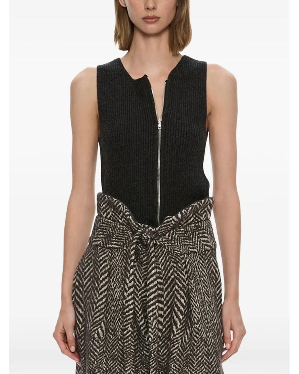 Christopher Esber Black Isolde Zipped Ribbed Tank Top