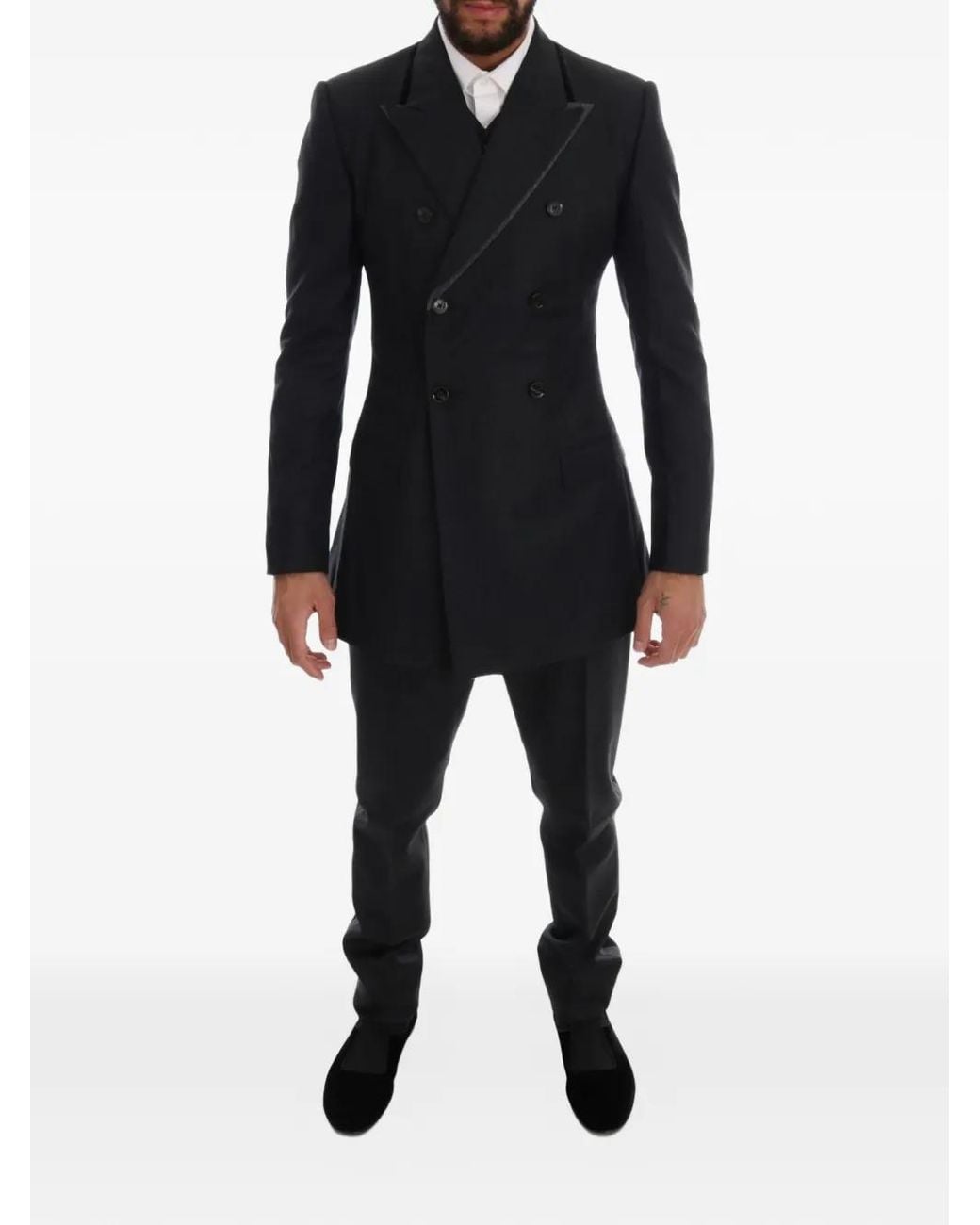 Dolce & Gabbana Black Double-Breasted Wool Suit for men