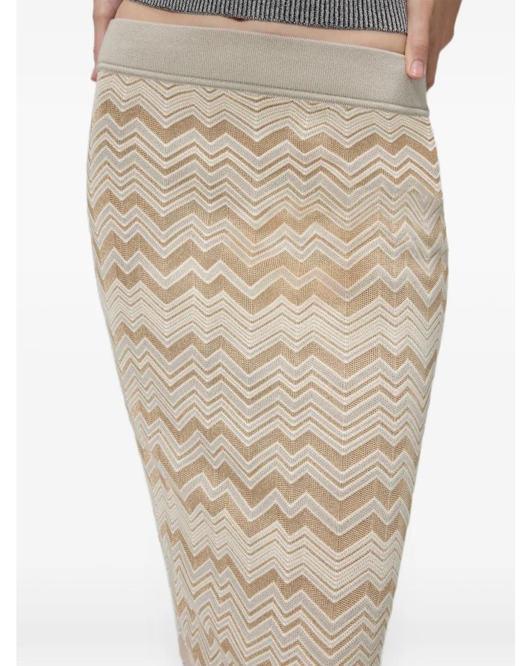 Missoni Natural Chevron Wool And Viscose Mini Skirt