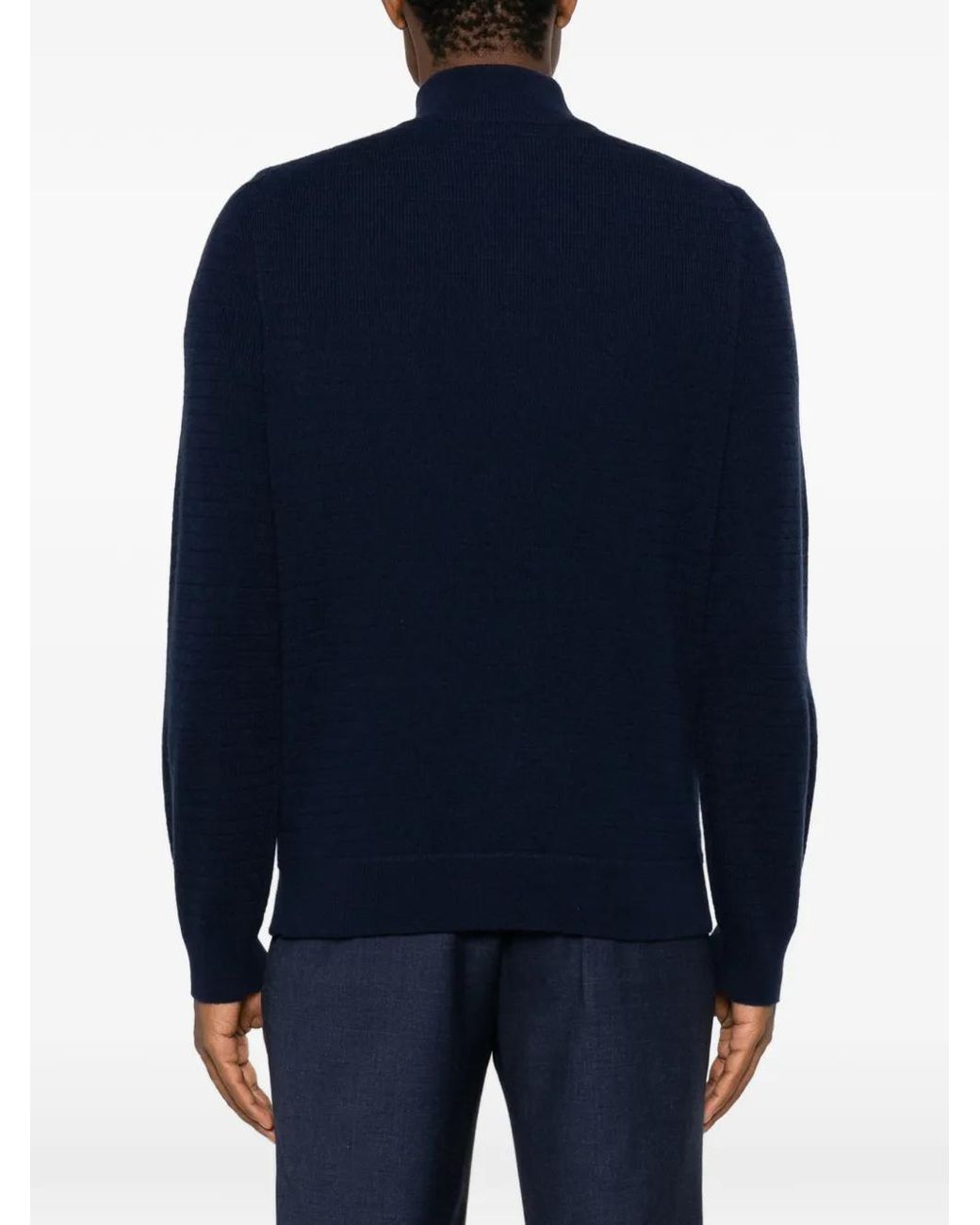 Canali Blue Pull En Maille Gaufrée for men