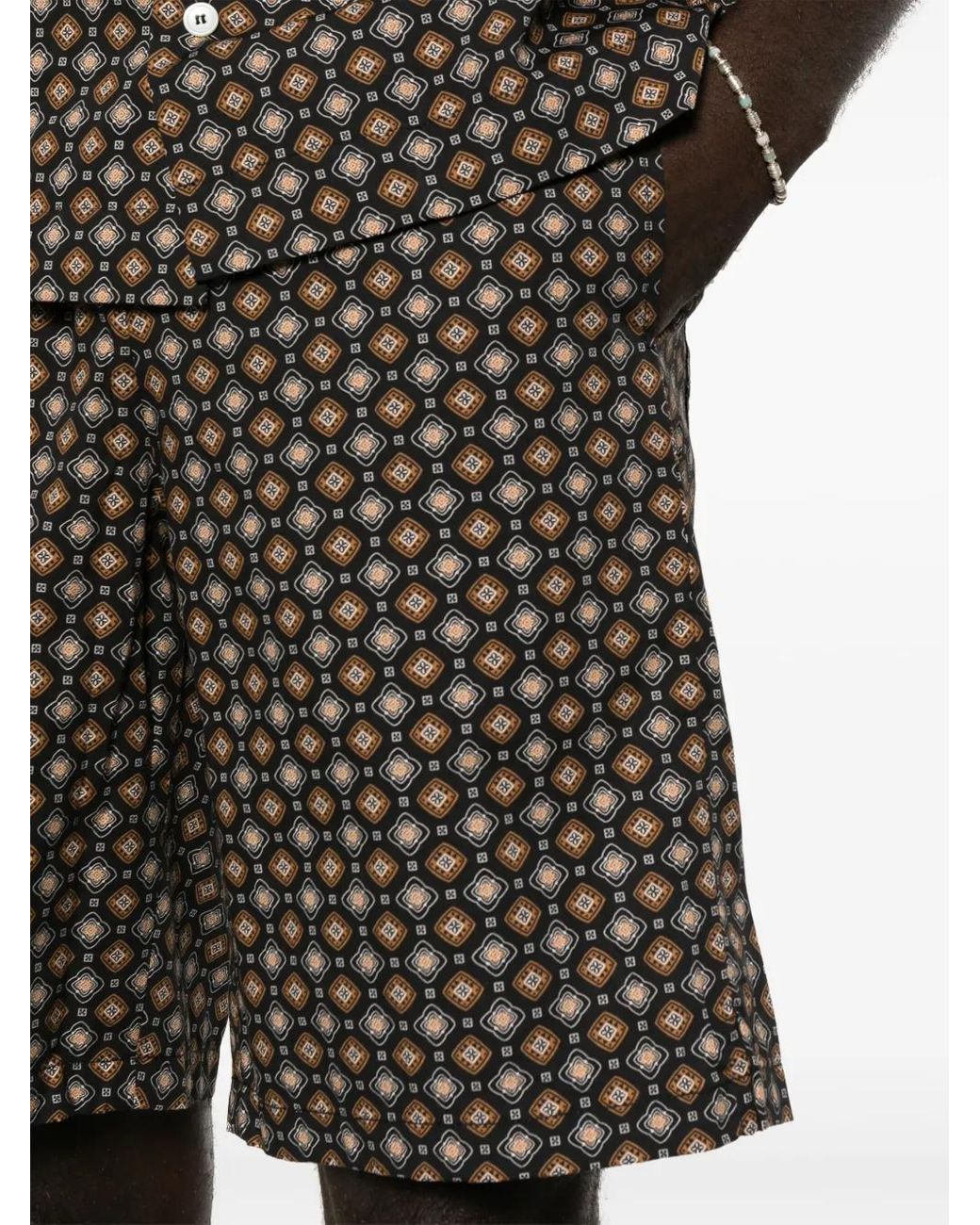 A.P.C. Black Vincento Geometric-Pattern Shorts for men