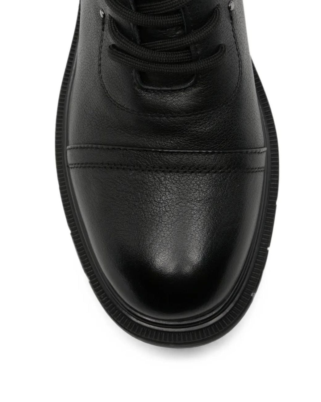 Linda Baumann Black Lace-Up Lug-Sole Boots