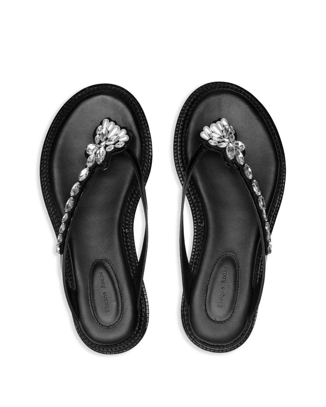 Simone Rocha White Crystal-Embellished Slides