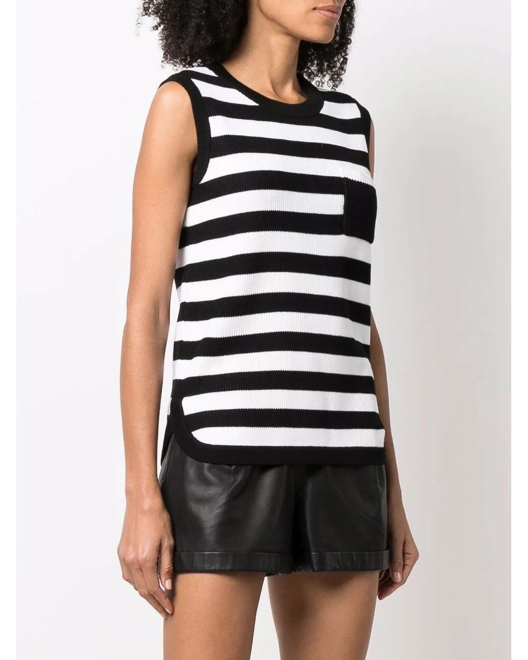 Ferragamo Black Stripe-Pattern Virgin-Wool Vest