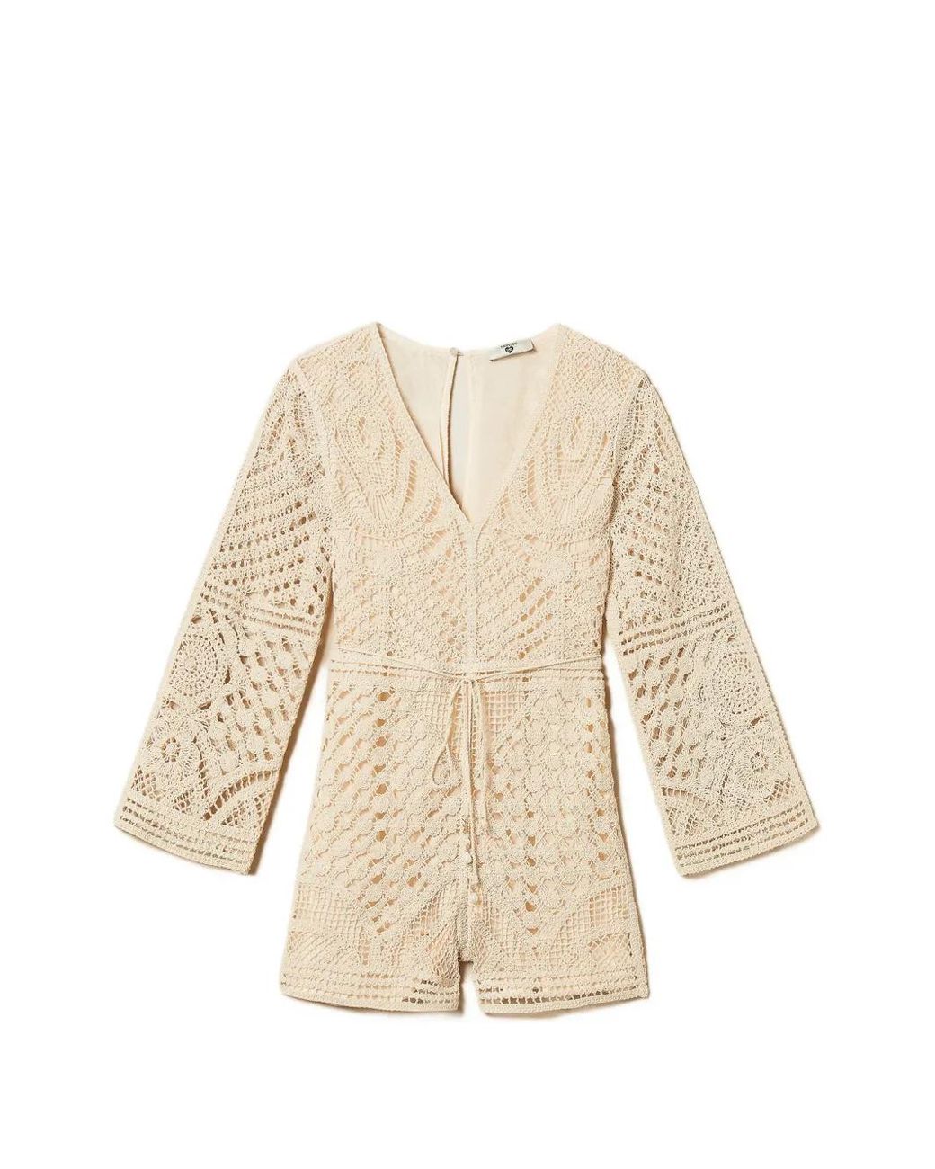 Twinset Natural Crochet Jumpsuit With Belt