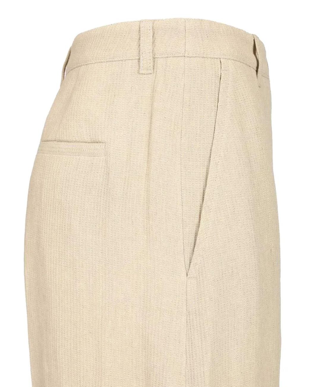 Emporio Armani Natural Pressed-Crease Straight-Leg Trousers