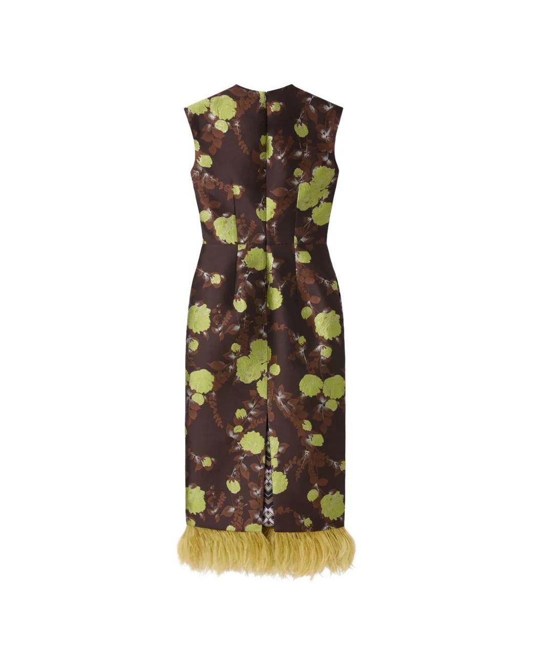 LaDoubleJ Brown Sleek Dress With Feathers