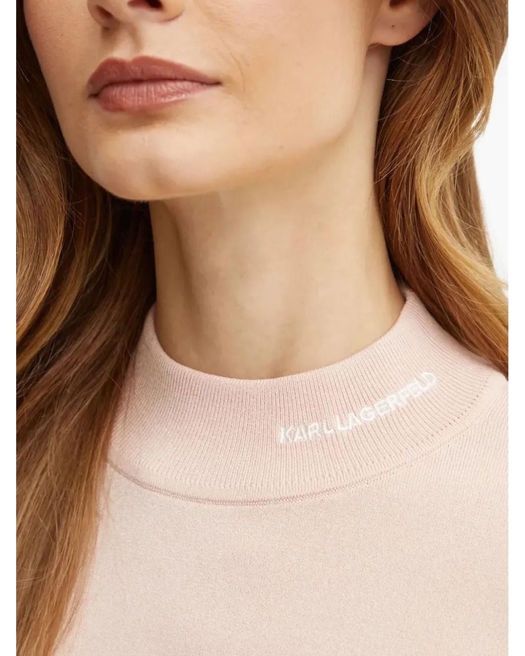 Karl Lagerfeld White Logo Mock-Neck Knitwear