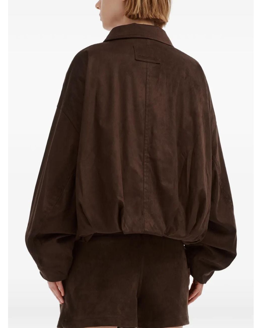 Izzue Brown Suede-Effect Bomber Jacket