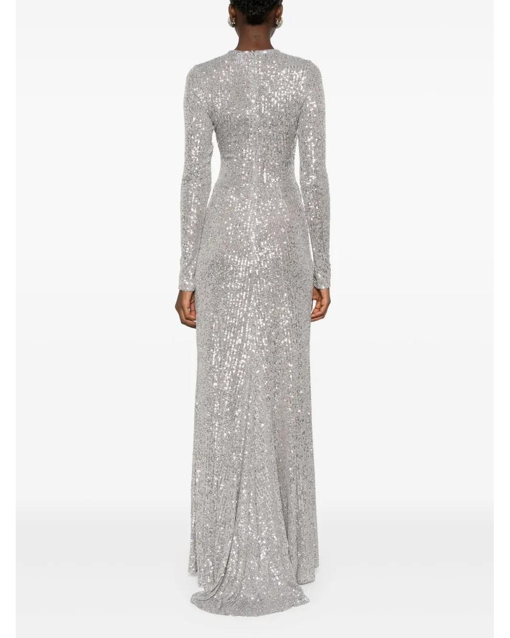 Atu Body Couture Gray Sequined Maxi Dress