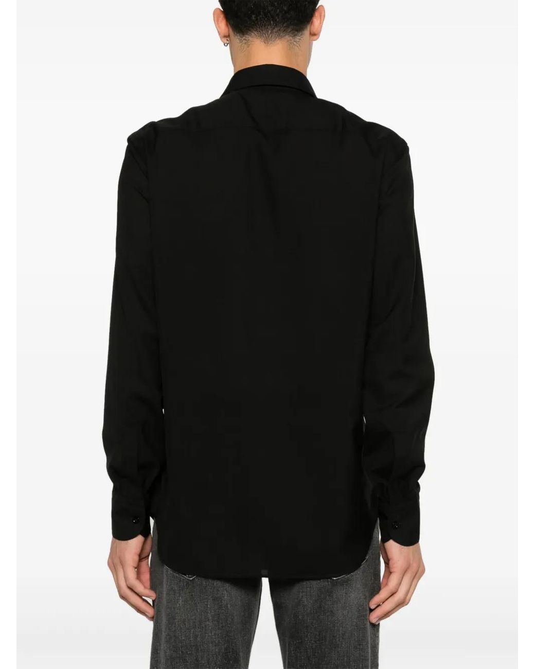 PT Torino Black Virgin Wool Shirt for men