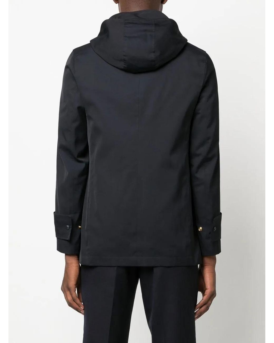 Thom Browne Black Hooded Parka Coat for men