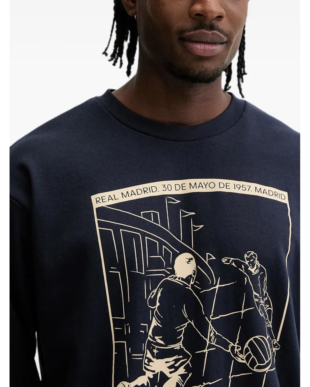 Adidas Blue Real Madrid Heritage Crew Sweatshirt for men