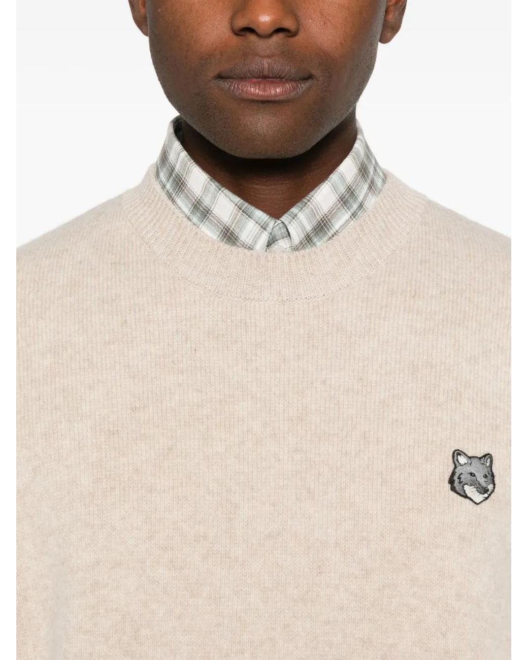 Maison Kitsuné Natural Fox Head Milano Lambswool Jumper for men