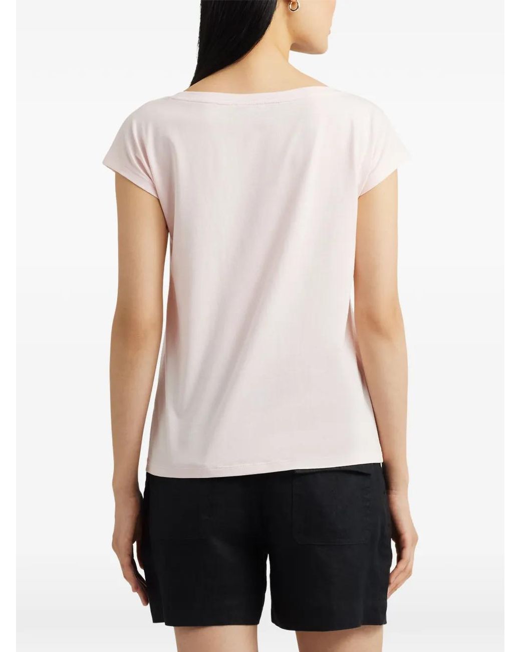 Ralph Lauren White Graphic-Print Boat-Neck T-Shirt