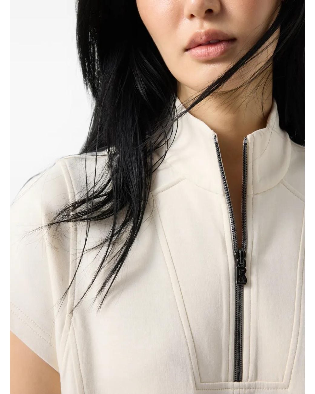 Bogner White Coleen Zip-Neck Mini Dress
