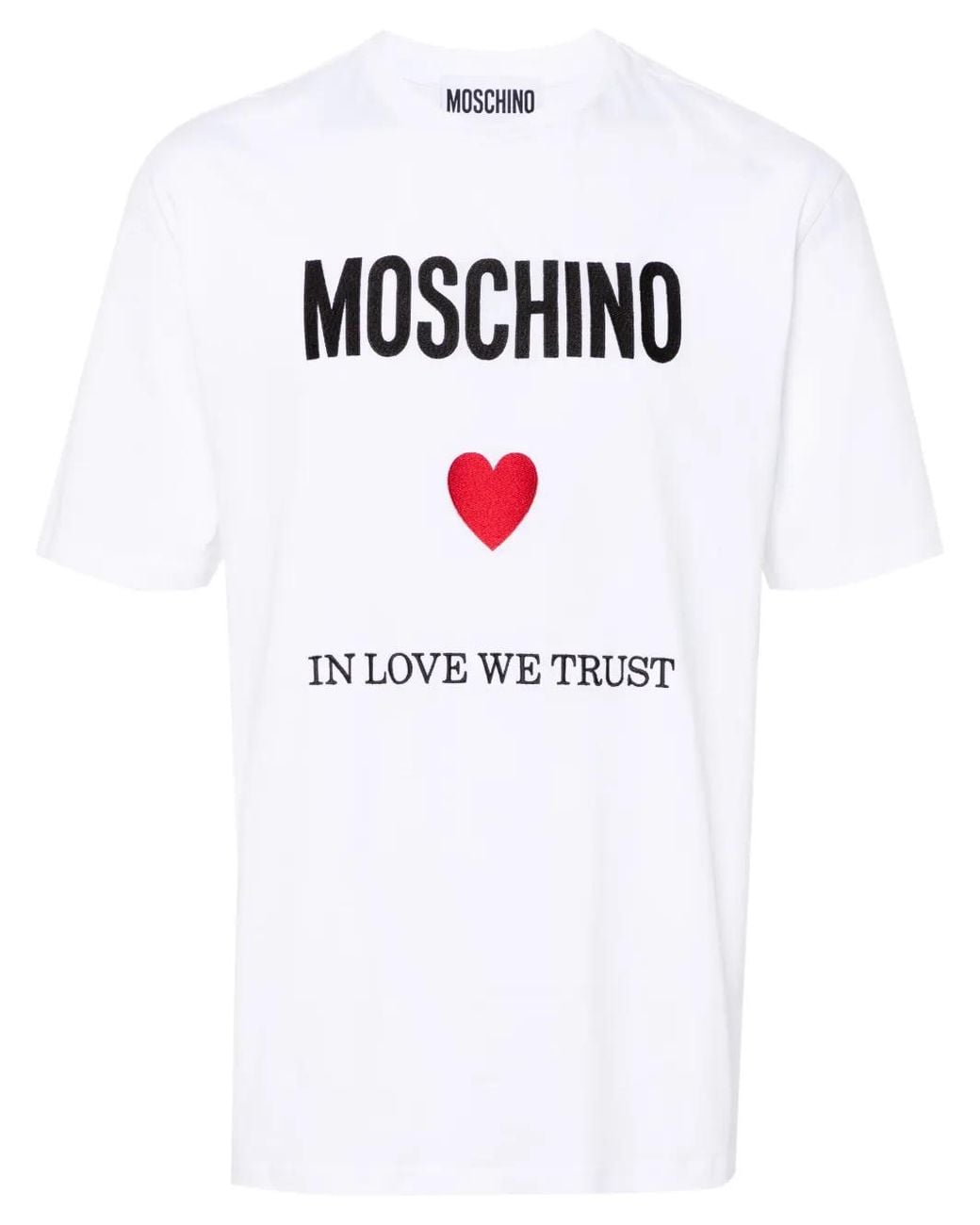 Moschino White T-Shirt With Embroidery for men