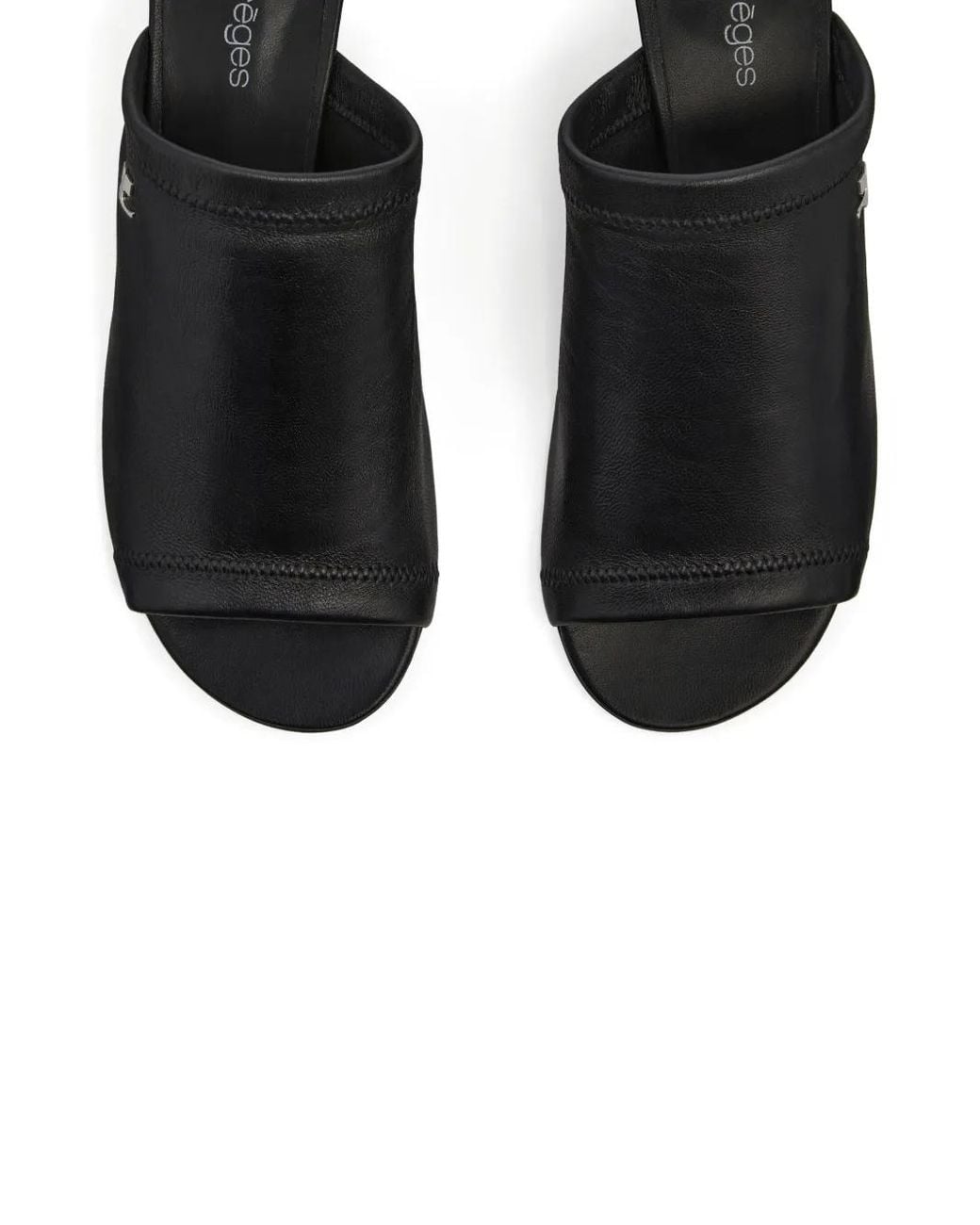 Courreges Black Sculpted Heel Peep Toe Sandals