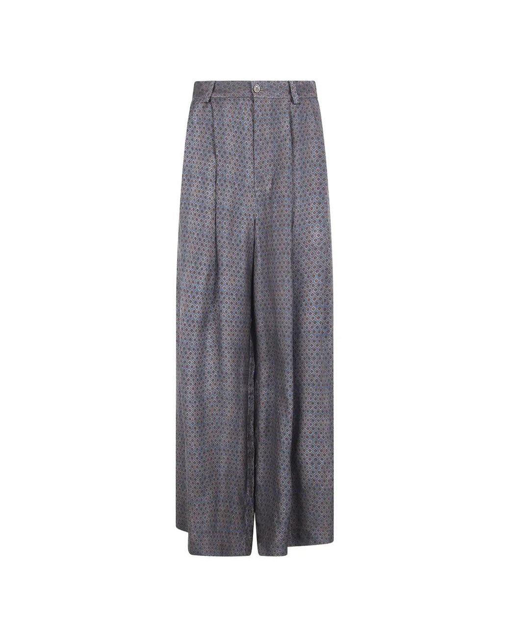 Uma Wang Gray Paella Geometric-Print Trousers