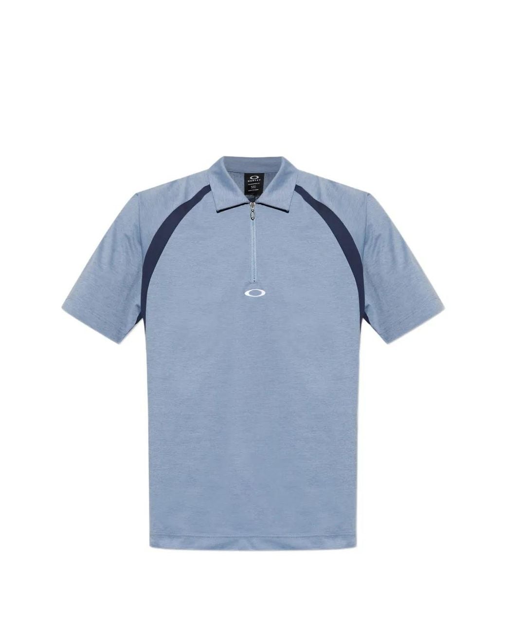 Oakley Blue Zip Detail Colour-Block Polo Shirt for men