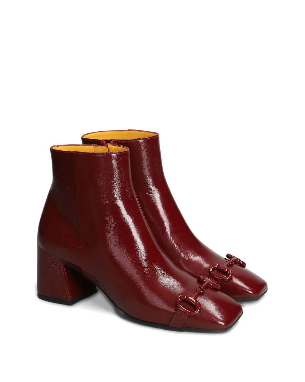 Mara Bini Red Buckle Square Toe Boots
