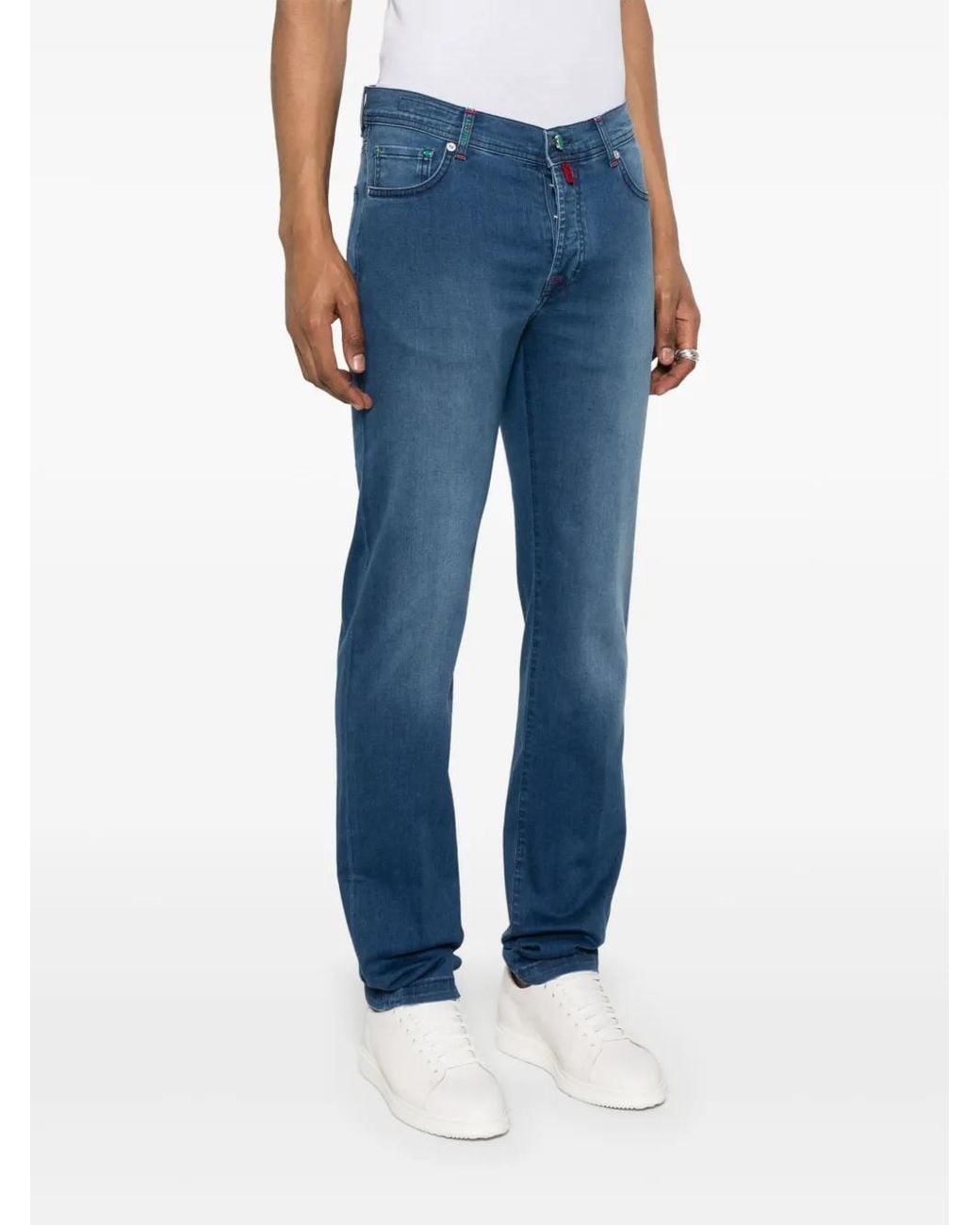 Kiton Blue Logo-Patch Jeans for men