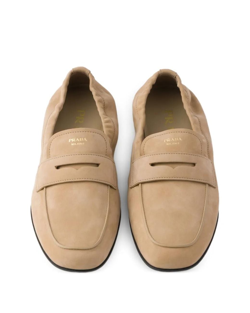 Prada White Shuffle Nubuck Leather Loafers