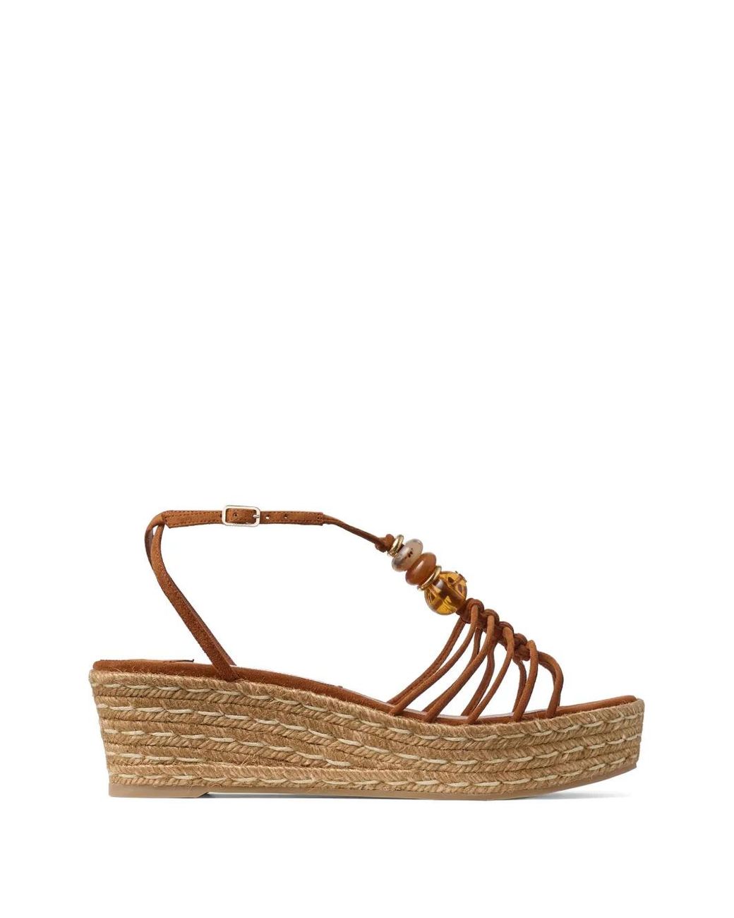 Jimmy Choo Brown Lemi Wedge 50 Tan Suede Wedge Sandals With Beads