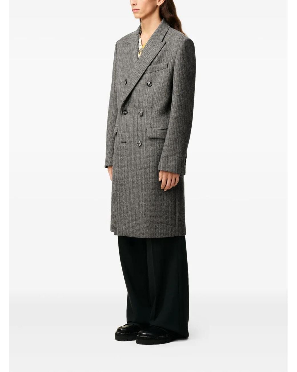 AMI Gray Wool Coat for men