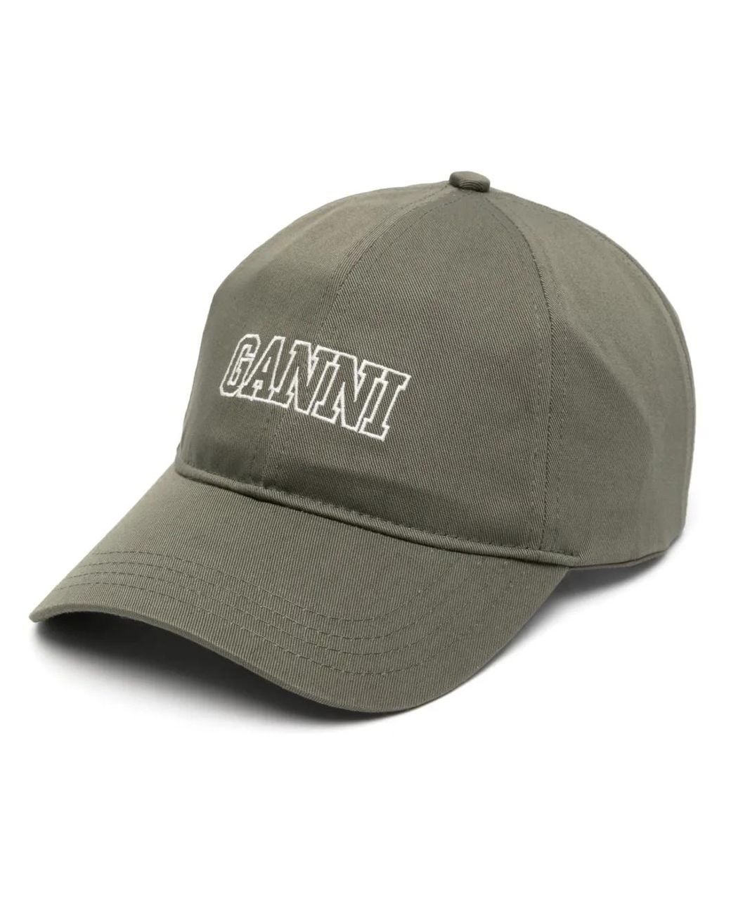Ganni Gray Logo Cotton Baseball Cap