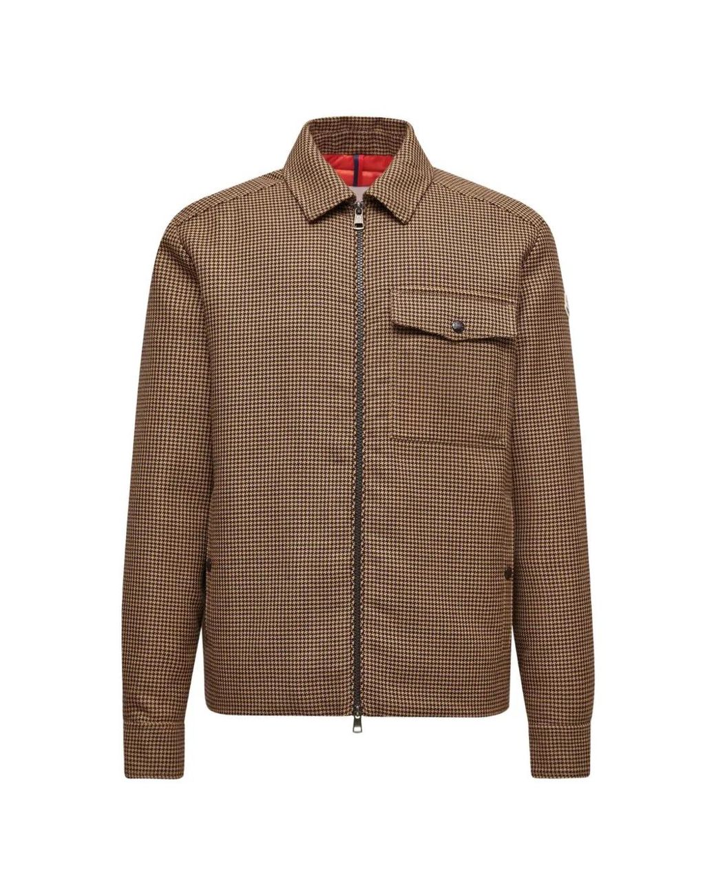 Moncler Green Houndstooth-Pattern Zip-Front Jacket for men