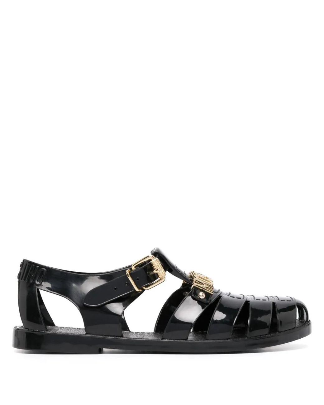 Moschino Black Logo-Plaque Sandals for men