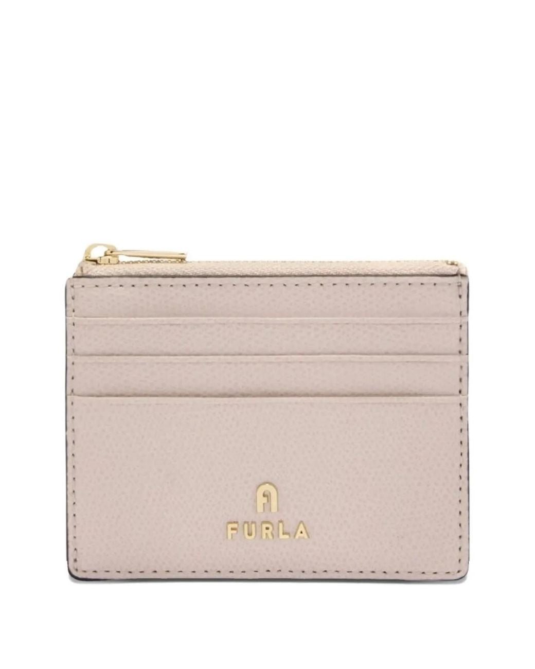 Furla Natural Small Camelia Zip-Top Card Holder