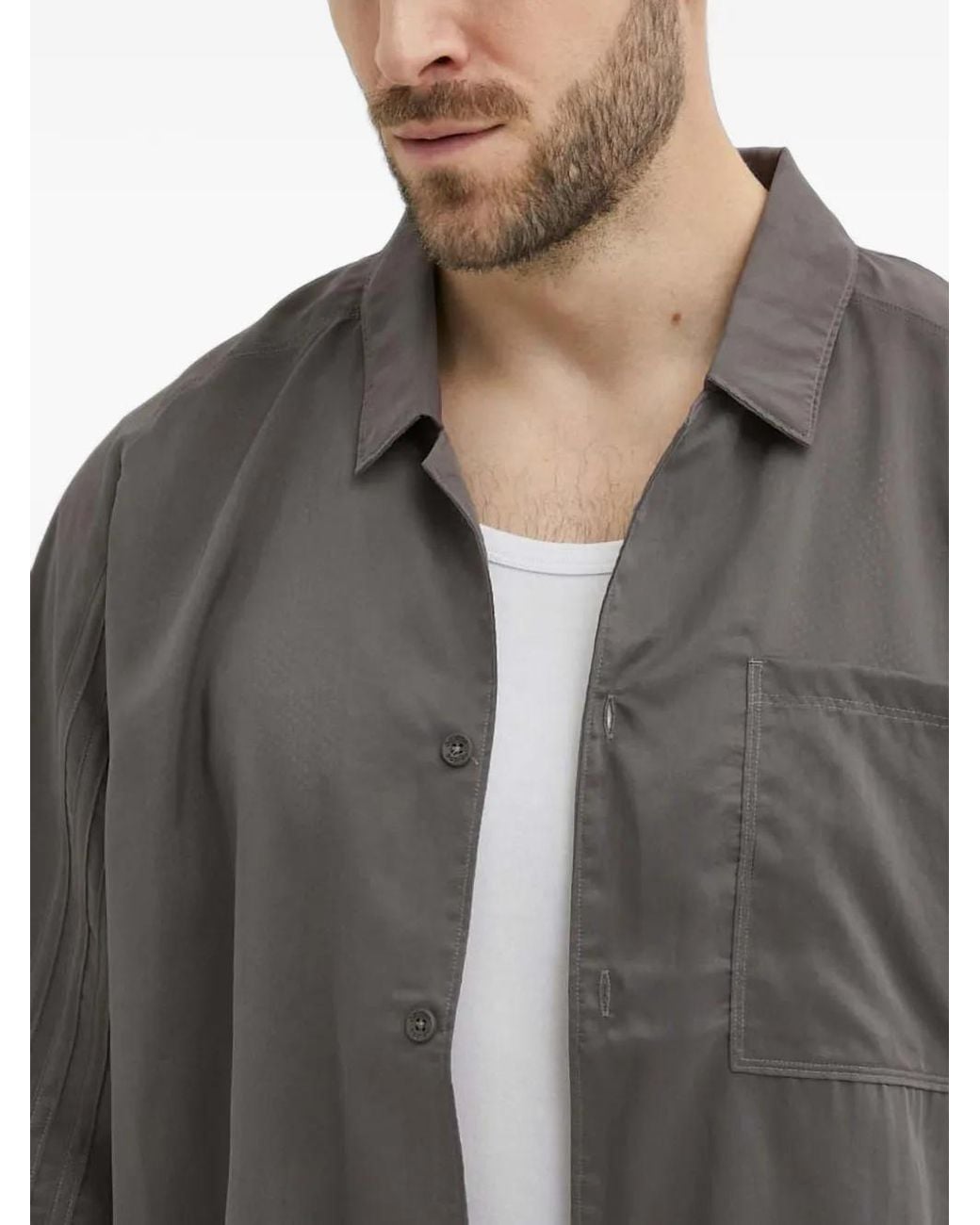 Adidas Gray Chest-Pocket Short-Sleeve Shirt for men