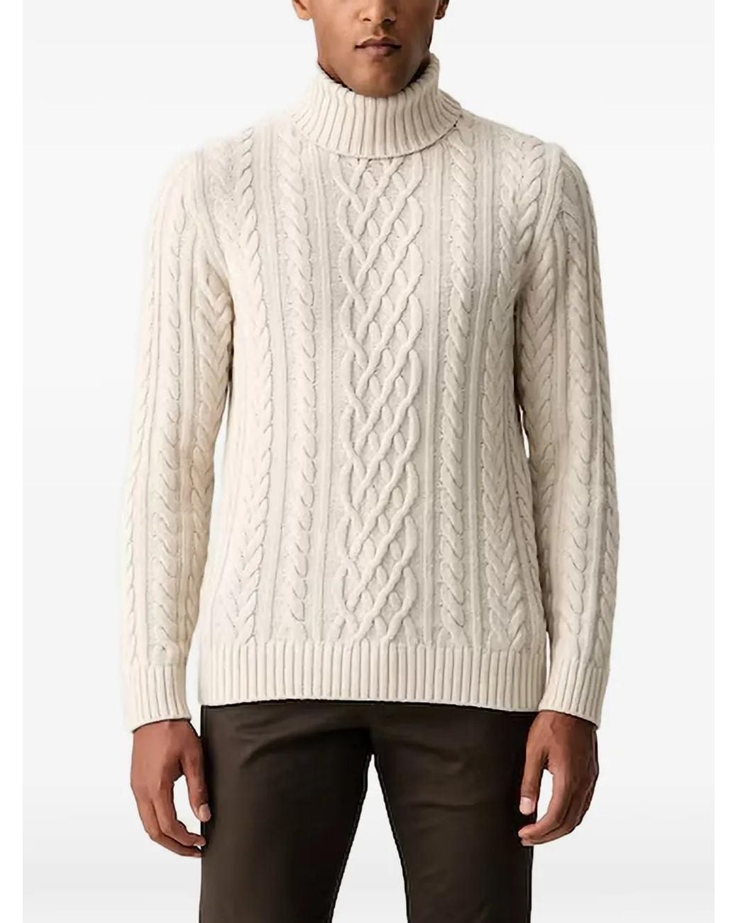 Joop! Natural Cable-Knit Roll-Neck Sweater for men