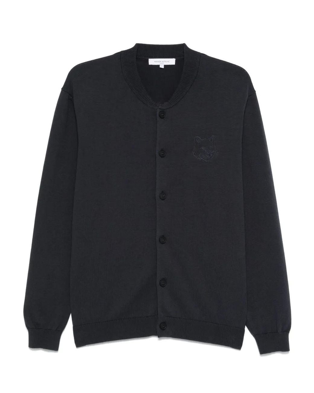 Maison Kitsuné Black Bold Fox Head-Embroidered Cardigan for men