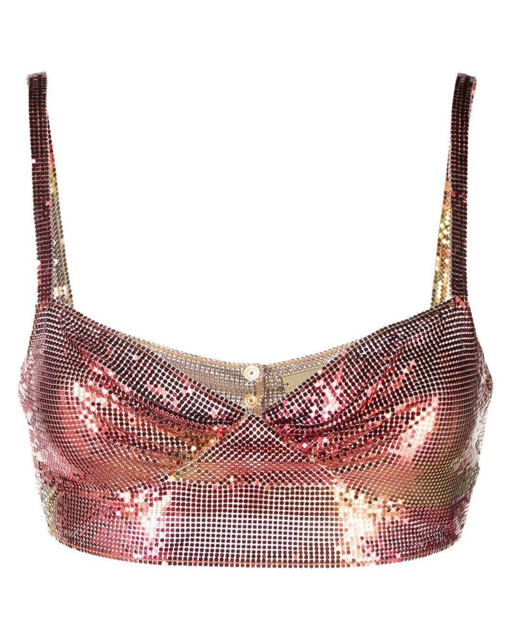 Paco Rabanne Chainmail-detail Cropped Top in Pink | Lyst