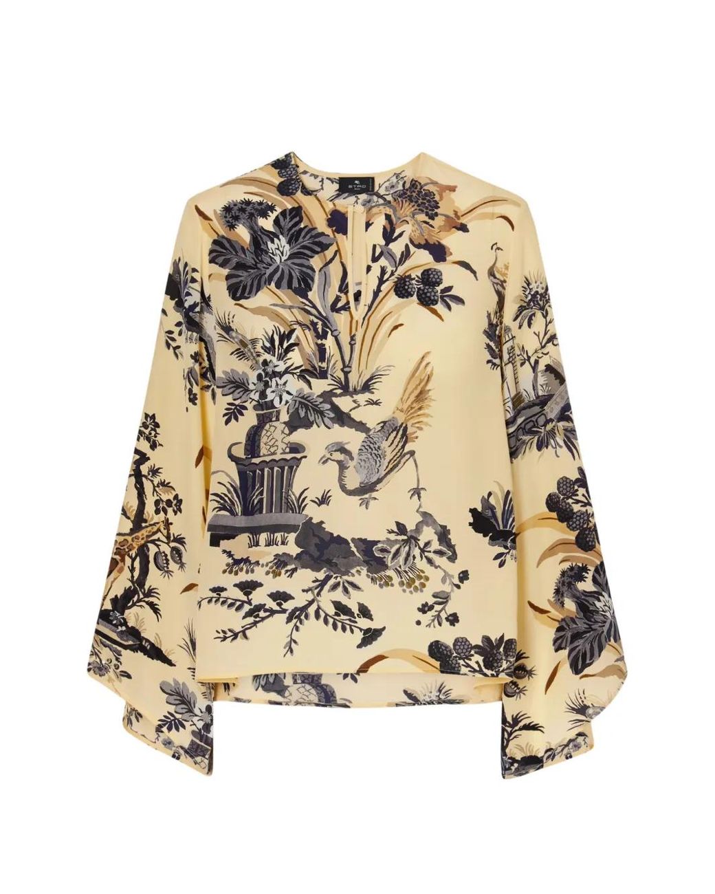 Etro Metallic Blouse En Soie À Fleurs