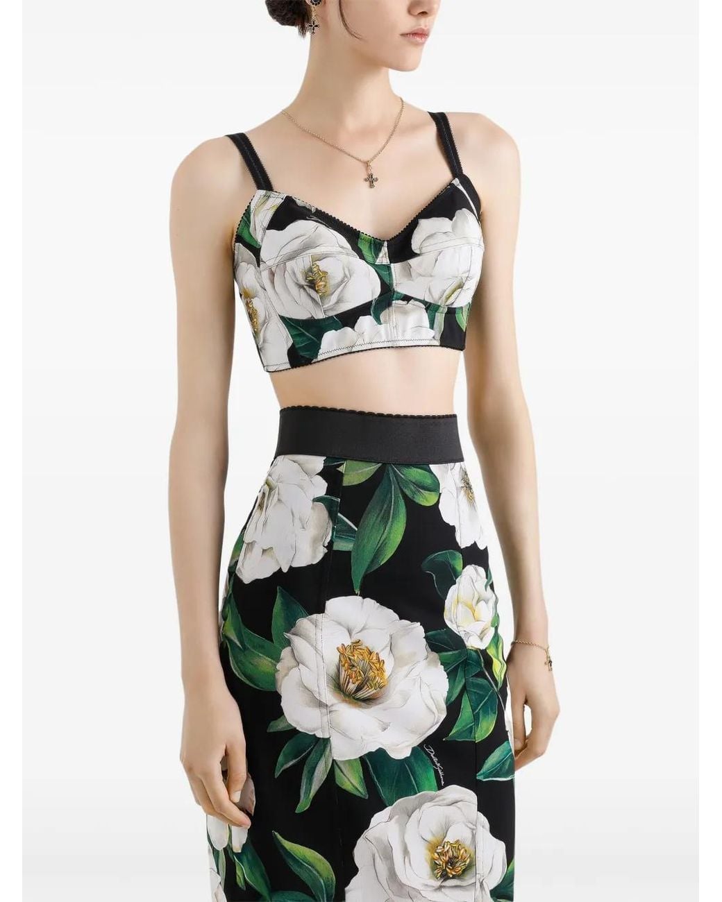 Dolce & Gabbana Gray Printed Cropped Top