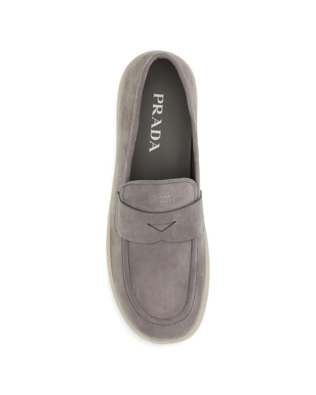 Prada Gray Leather Loafers for men