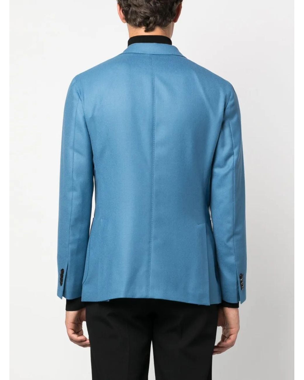 Boglioli Blue Single-Breasted Virgin-Wool Blazer for men